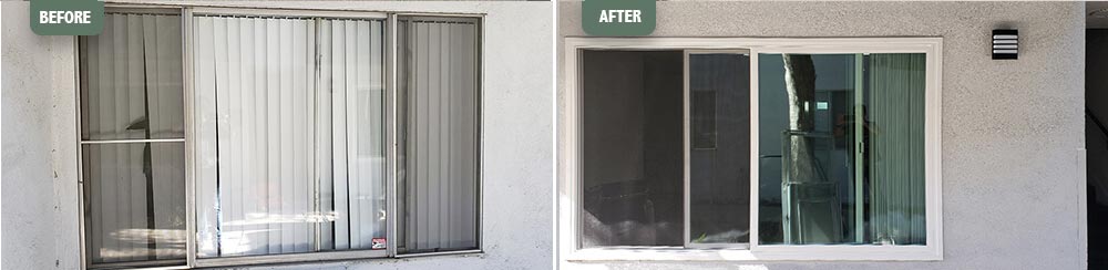 Before and After Sliding Glass Door Replacement